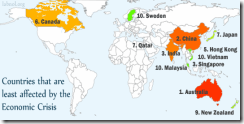 World map of recession